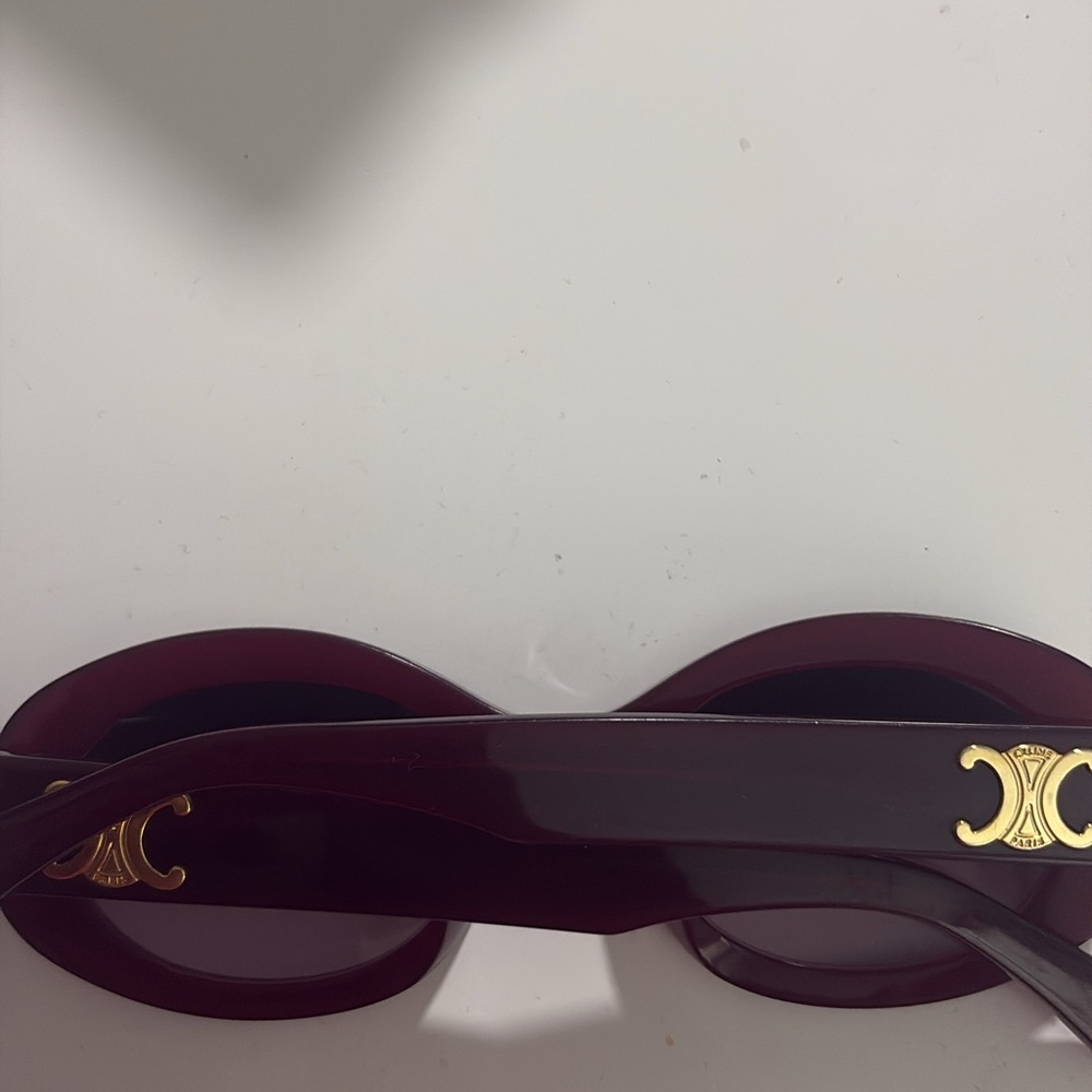 Celine Burgundy Sunglasses with Gold Detail